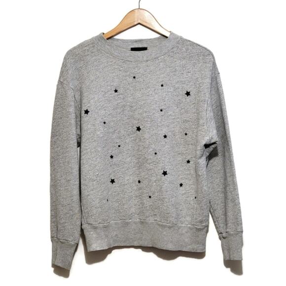 MONROW Cozy Stardust Flocking Star Sweatshirt Gray Athleisure Loungewear Soft  L - Picture 11 of 11